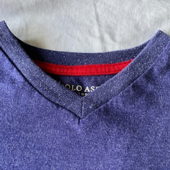 US. POLO ASSN. Kid's Purple V-neck Short Sleeve T-shirt Size 7‎ Arm Pocket - Picture 7 of 12